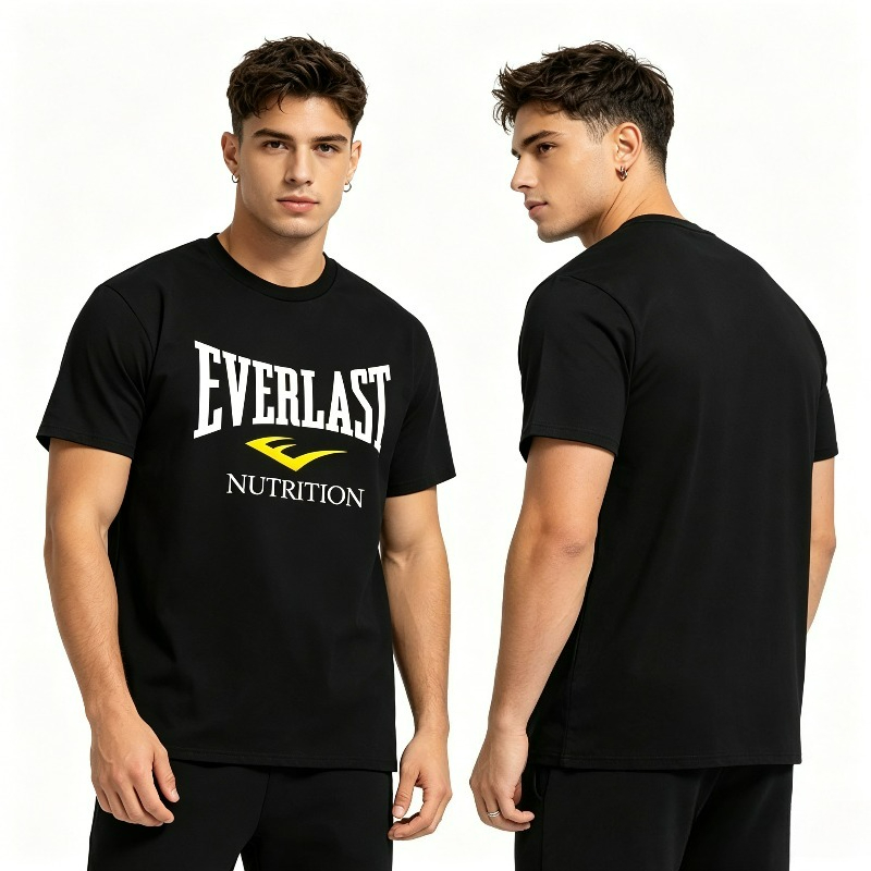 T Nutrition Fitness - Erkek Siyah Beyaz Everlast Nutrition Baskılı